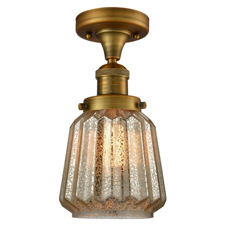 Innovations Lighting 1 Light Chatham 6In. Brushed Brass Semi-Flush Mount With Mercury Fluted Glass, 510762 517-1CH-BB-G146